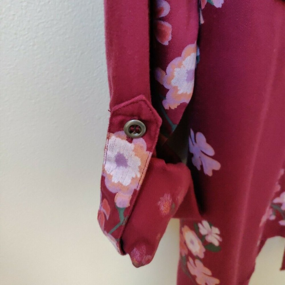 NWT BILLY T Tunic Top Lyocell Raspberry Floral Long Sleeves M - Picture 4 of 8